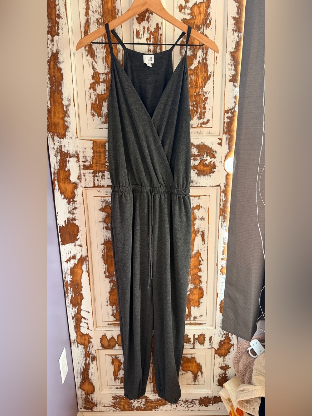 🏝️Peyton Jensen Sleeveless Jumpsuit in Heather Charcoal Grey Travel Lounge Clean